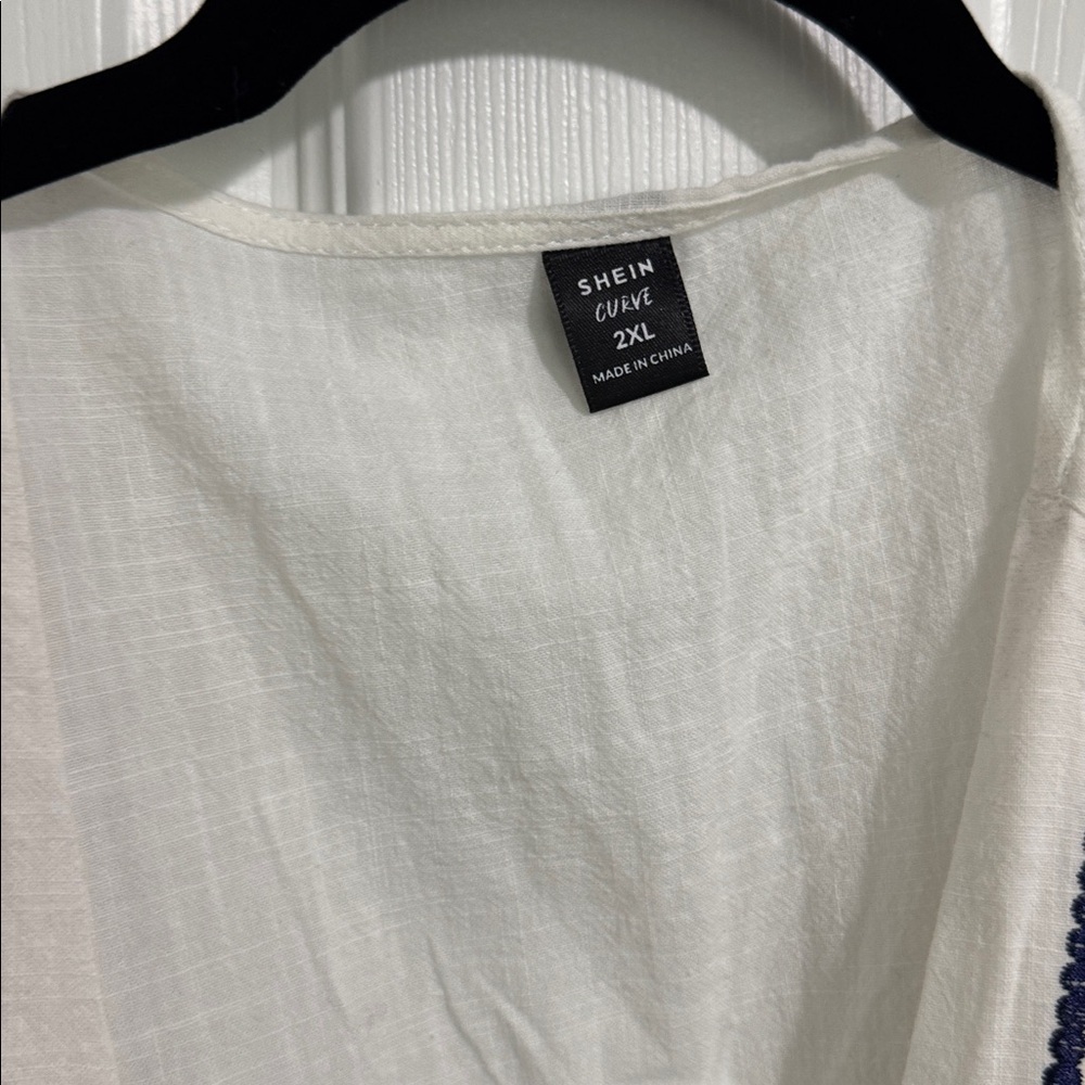 SHEIN White Tunic with Red and Black Embroidery - Picture 2 of 3